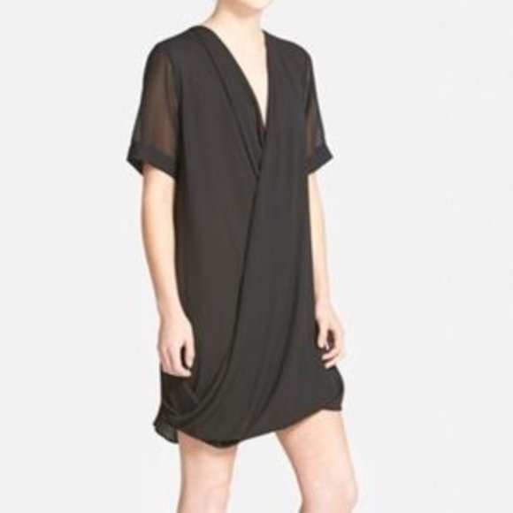 Topshop Drape Front Tunic Dress Black - Picture 1 of 8